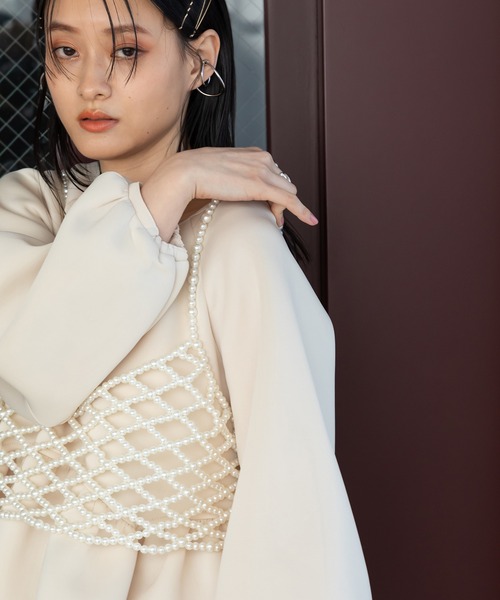 bohmal（ボマール）の「パールメッシュビスチェ（キャミソール・レディース・ホワイト/アイボリー・FREE）」の5枚目の写真