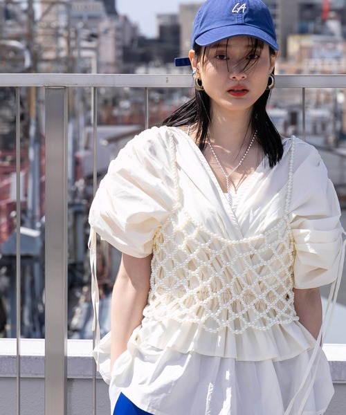 bohmal（ボマール）の「パールメッシュビスチェ（キャミソール・レディース・ホワイト/アイボリー・FREE）」の21枚目の写真