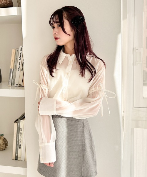 Heather（ヘザー）の「アソートリボンシアーシャツ　111611（シャツ/ブラウス・レディース・ピンク/ピンク系その他/ホワイト系その他/ブルー/オフホワイト/ブルー系その他・FREE）」の20枚目の写真