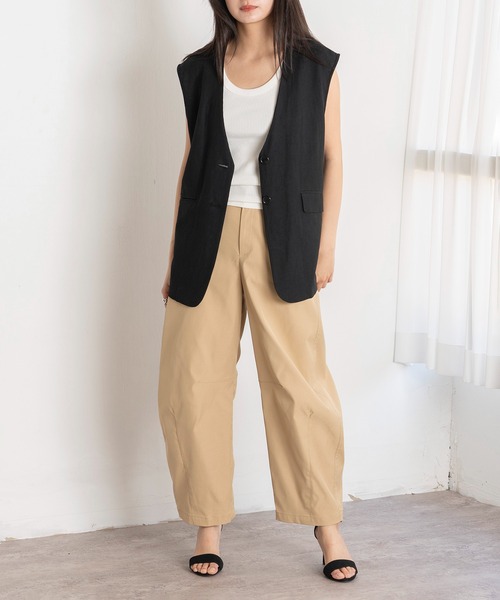 EUCLAID（エウクレイド）の「ポリツイルカーブパンツ（その他パンツ・レディース・ベージュ/オフホワイト/ネイビー・40/38/36）」の5枚目の写真