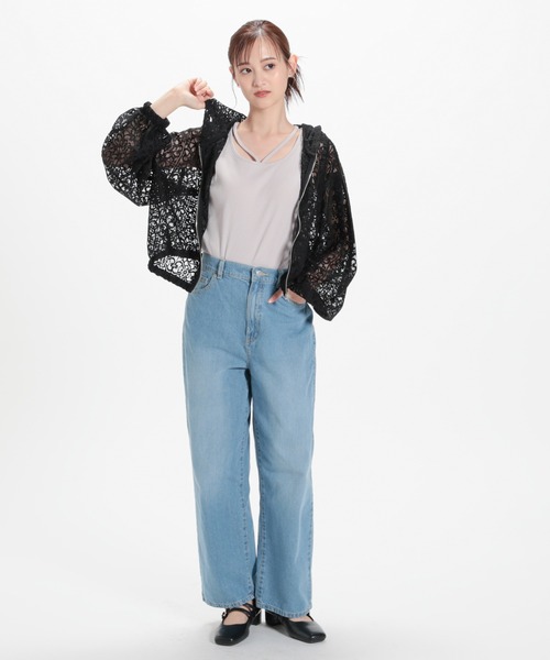 Honeys(ハニーズ)の「レースパーカー(パーカー・レディース・アイボリー/ブラック/ホワイト・LL/S/M/L)」の9枚目の写真