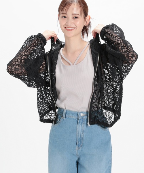 Honeys(ハニーズ)の「レースパーカー(パーカー・レディース・アイボリー/ブラック/ホワイト・LL/S/M/L)」の10枚目の写真