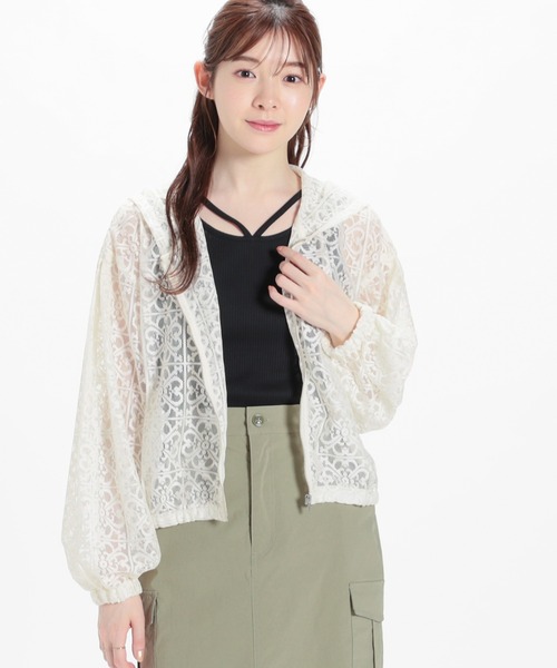 Honeys(ハニーズ)の「レースパーカー(パーカー・レディース・アイボリー/ブラック/ホワイト・LL/S/M/L)」の13枚目の写真