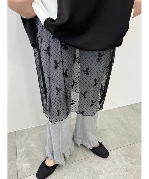 WC（ダブル シー）の「リボンシアースカート（スカート・レディース・ブラック/ホワイト・FREE）」の2枚目の写真