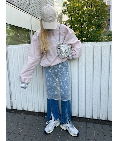 WC（ダブル シー）の「リボンシアースカート（スカート・レディース・ブラック/ホワイト・FREE）」の4枚目の写真