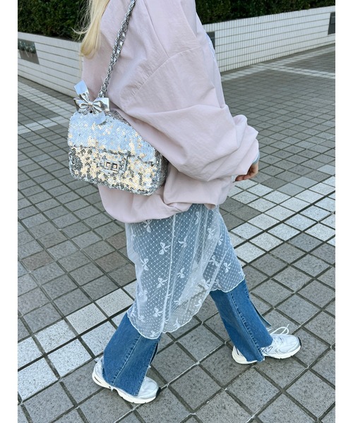 WC（ダブル シー）の「リボンシアースカート（スカート・レディース・ブラック/ホワイト・FREE）」の5枚目の写真