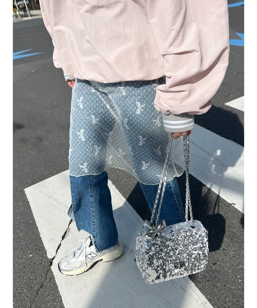 WC（ダブル シー）の「リボンシアースカート（スカート・レディース・ブラック/ホワイト・FREE）」の7枚目の写真