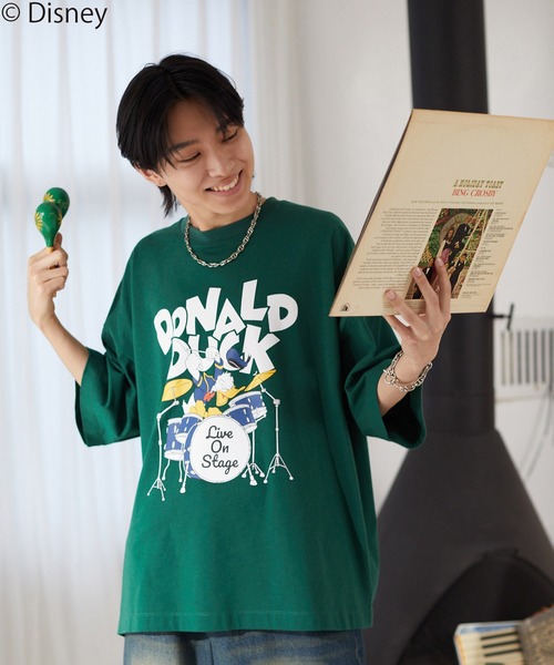 JUNRED(ジュンレッド)の「【 DISNEY / ディズニー 】ドナルドダック / ハーフスリーブTシャツ(Tシャツ/カットソー・メンズ・オフホワイト/グリーン・M/L)」の9枚目の写真
