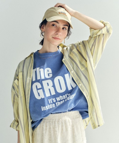 BAYFLOW(ベイフロー)の「ピグメントロゴT(Tシャツ/カットソー・レディース・ダークグレー/ピンク/オフホワイト/チャコールグレー/ブルー/カーキ/サックスブルー/ダークグリーン/ブラック/イエロー/ブルー系その他/ホワイト・X-SMALL/SMALL/MEDIUM)」の8枚目の写真