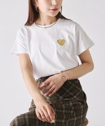 ハートロゴラメ刺繍コンパクトTシャツ