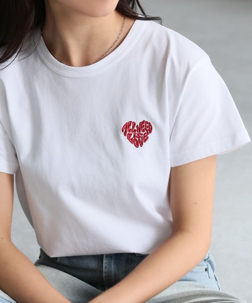 セール】ハートロゴラメ刺繍コンパクトTシャツ（Tシャツ