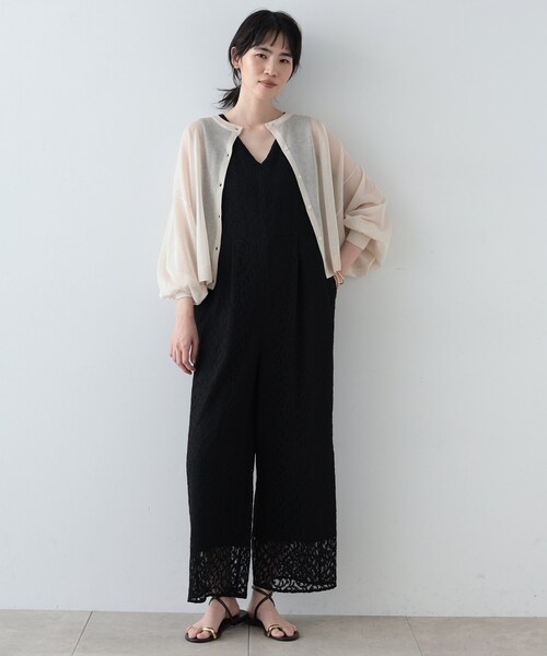 GALLEST（ギャレスト）の「◆クルーネックシアーカーディガン（カーディガン/ボレロ・レディース・ブラック/アイボリー/キャメル/スモーキーグリーン系・38）」の5枚目の写真