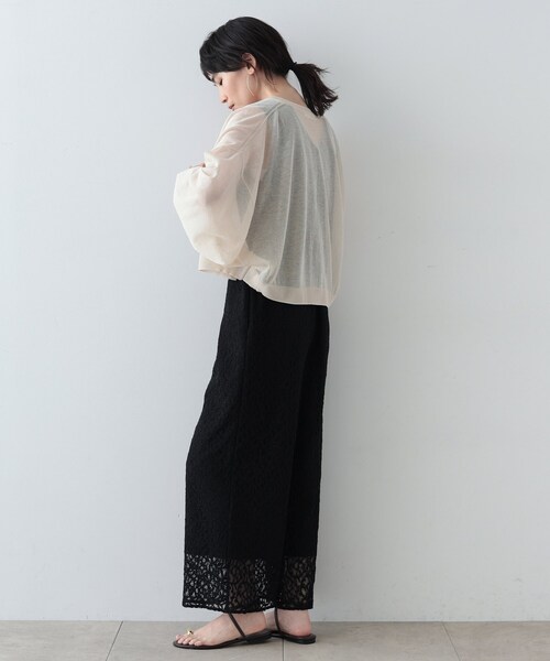 GALLEST（ギャレスト）の「◆クルーネックシアーカーディガン（カーディガン/ボレロ・レディース・ブラック/アイボリー/キャメル/スモーキーグリーン系・38）」の6枚目の写真