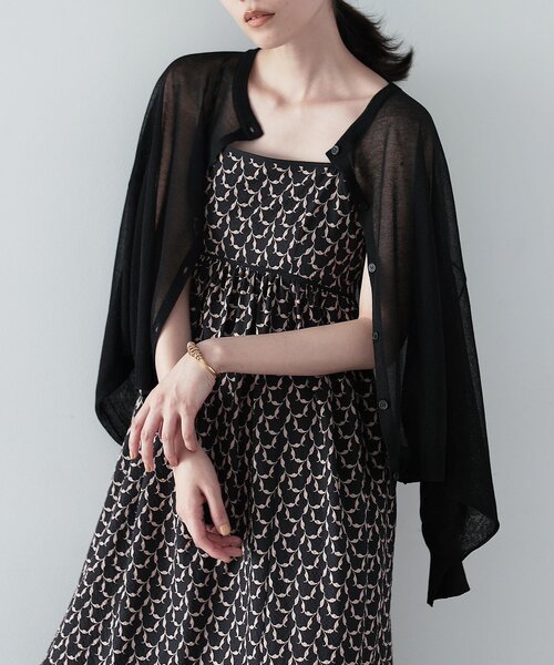 GALLEST（ギャレスト）の「◆クルーネックシアーカーディガン（カーディガン/ボレロ・レディース・ブラック/アイボリー/キャメル/スモーキーグリーン系・38）」の9枚目の写真