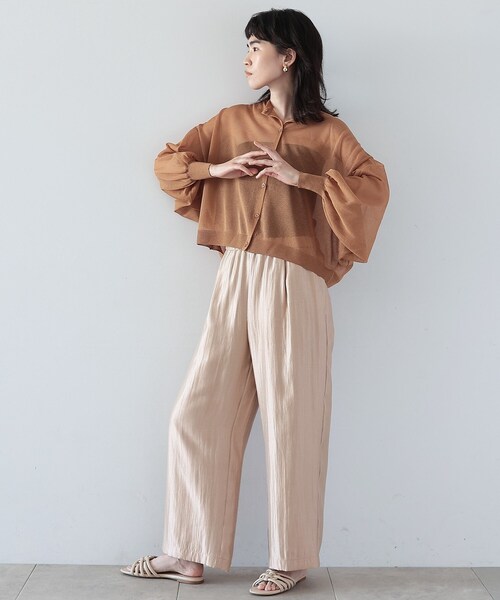 GALLEST（ギャレスト）の「◆クルーネックシアーカーディガン（カーディガン/ボレロ・レディース・ブラック/アイボリー/キャメル/スモーキーグリーン系・38）」の17枚目の写真