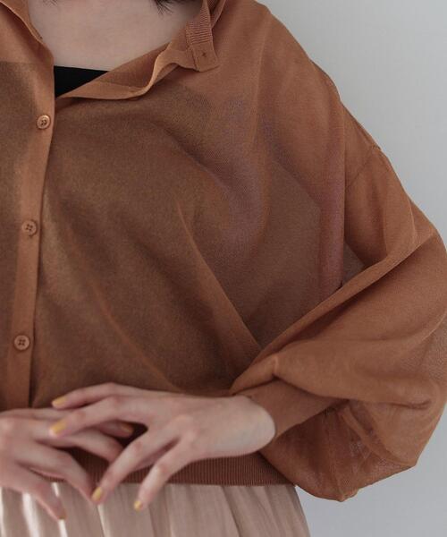 GALLEST（ギャレスト）の「◆クルーネックシアーカーディガン（カーディガン/ボレロ・レディース・ブラック/アイボリー/キャメル/スモーキーグリーン系・38）」の21枚目の写真