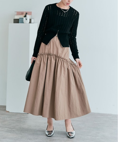 kirakiraShop(キラキラショップ)の「クロシェ編み ハーフジップ ロング スリーブ トップス(ニット/セーター・レディース・ベージュ系その他/アイボリー/ブラック・M)」の6枚目の写真