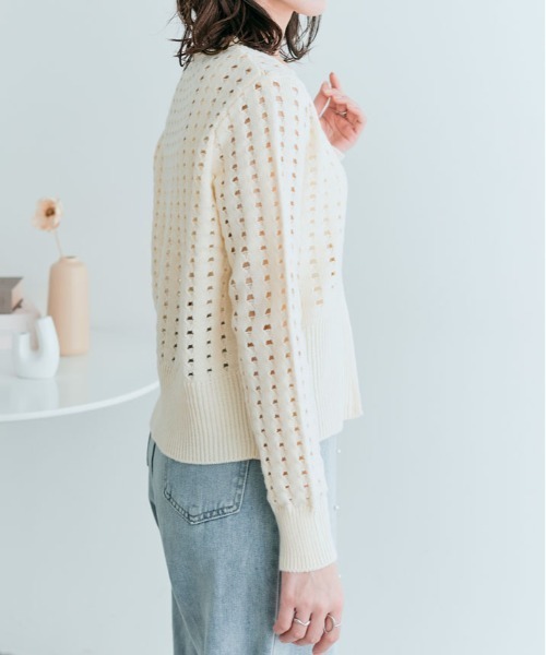 kirakiraShop(キラキラショップ)の「クロシェ編み ハーフジップ ロング スリーブ トップス(ニット/セーター・レディース・ベージュ系その他/アイボリー/ブラック・M)」の16枚目の写真