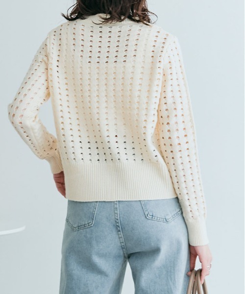 kirakiraShop(キラキラショップ)の「クロシェ編み ハーフジップ ロング スリーブ トップス(ニット/セーター・レディース・ベージュ系その他/アイボリー/ブラック・M)」の21枚目の写真
