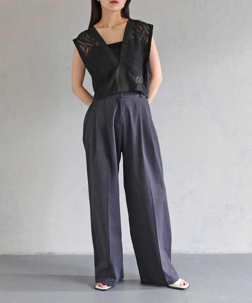 cheriella（シェリエラ）の「【cheriella】WEB限定コットンセンタープレスパンツ WEB LIMITED COTTON CENTER PRESS PANTS（スラックス・レディース・ブラック/アイボリー/ネイビー・FREE）」の6枚目の写真