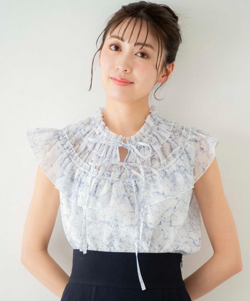 NOELA（ノエラ）の「フリルギャザーブラウス（シャツ/ブラウス・レディース・グリーン/グレー/ブルー・フリー）」の9枚目の写真