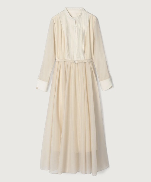 anuans（アニュアンス）の「シアードッキングピンタックブザムワンピース（ワンピース・レディース・ホワイト系その他/ベージュ系その他/ネイビー・SMALL/MEDIUM）」の2枚目の写真