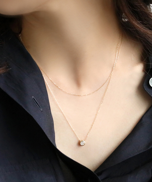 Lilas（リラ）の「フクリン0.28ctダイヤネックレス K18