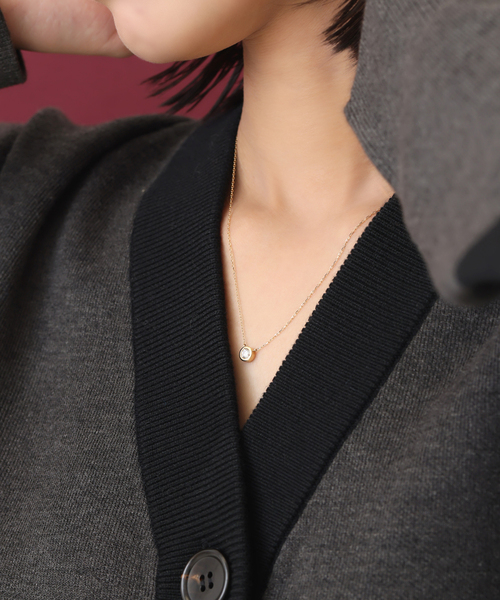 Lilas（リラ）の「フクリン0.28ctダイヤネックレス K18（ネックレス 