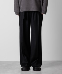ATTACHMENT | ウォッシャブル WO/PE ストレッチサキソニー ベルテッドワイドトラウザーズ / WASHABLE WO/PE STRETCH SAXONY BELTED WIDE TROUSERS(スラックス)