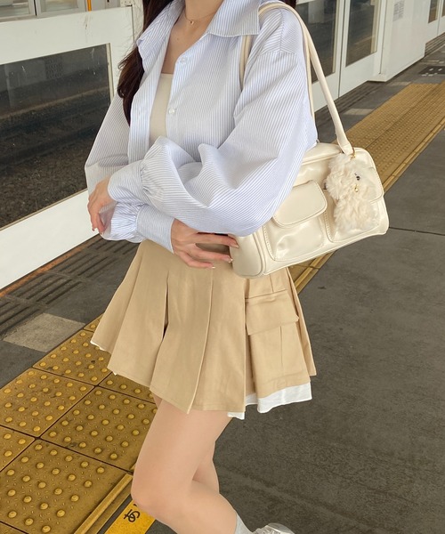 RiLi（リリ）の「ストライプショート丈シャツ【RL】（シャツ/ブラウス・レディース・ブルー/アイボリー・FREE）」の3枚目の写真