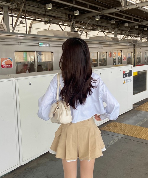 RiLi（リリ）の「ストライプショート丈シャツ【RL】（シャツ/ブラウス・レディース・ブルー/アイボリー・FREE）」の5枚目の写真