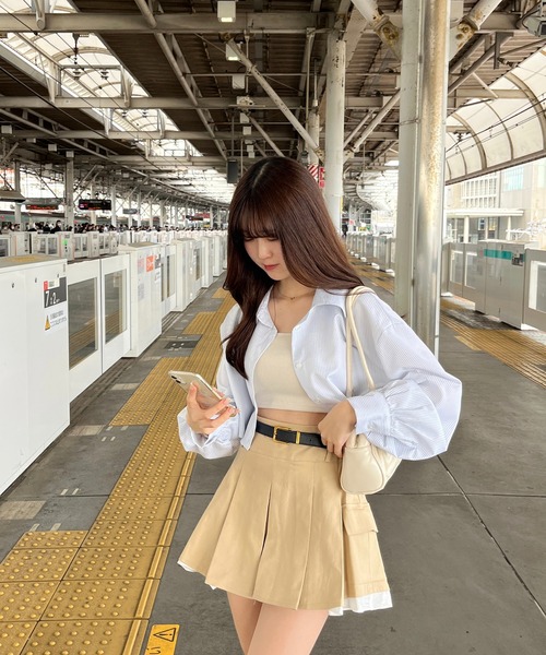 RiLi（リリ）の「ストライプショート丈シャツ【RL】（シャツ/ブラウス・レディース・ブルー/アイボリー・FREE）」の9枚目の写真