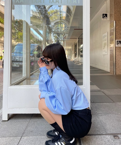ストライプショート丈シャツ【RL】（シャツ/ブラウス）｜RiLi