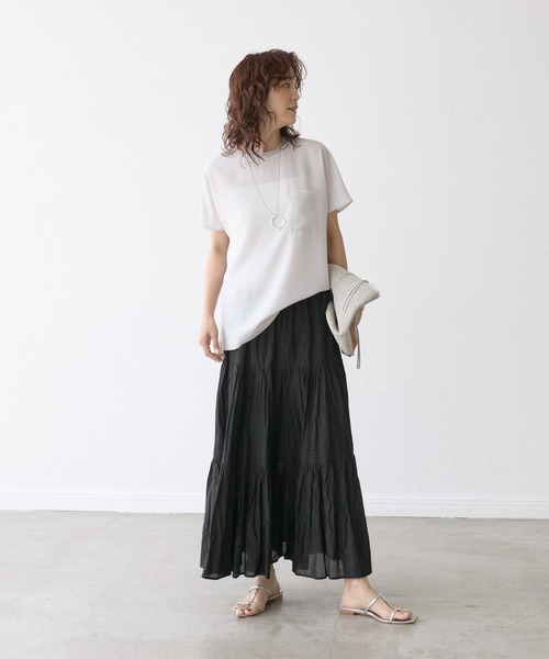 RIVE DROITE(リヴドロワ)の「テレコ切替ジョーゼットブラウス(シャツ/ブラウス・レディース・チャコールグレー/ライトグレー/オフホワイト/ブラック・FREE)」の21枚目の写真