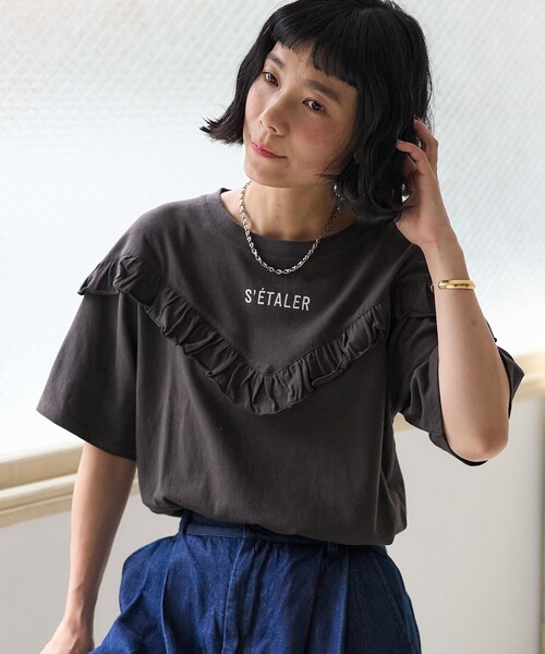 【新品・未使用】イチパーセント　ロゴフリルTシャツ 新品・未使用】イチパーセントロゴフリルTシャツ