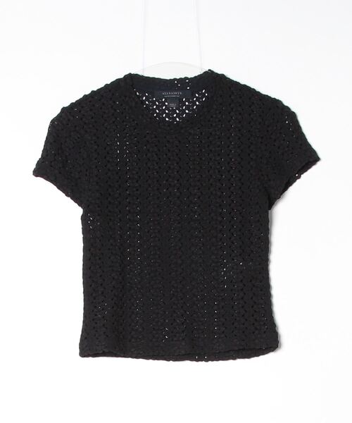 ALLSAINTS(オールセインツ)の「KARMA CROCHET STEVIE SLIM FIT T-SHIRT | KARMA クロシェ スティービー スリム フィット Tシャツ(Tシャツ/カットソー・レディース・ブラック・2/4/6/8/10/12)」の7枚目の写真