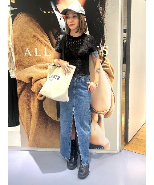 ALLSAINTS(オールセインツ)の「KARMA CROCHET STEVIE SLIM FIT T-SHIRT | KARMA クロシェ スティービー スリム フィット Tシャツ(Tシャツ/カットソー・レディース・ブラック・2/4/6/8/10/12)」の9枚目の写真