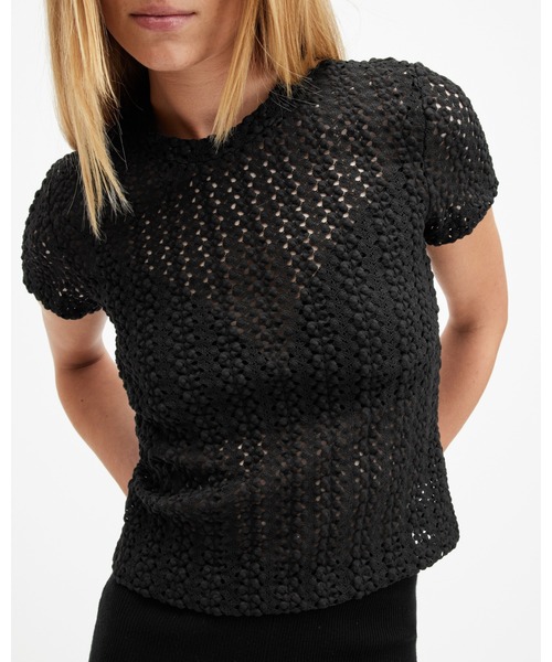 ALLSAINTS(オールセインツ)の「KARMA CROCHET STEVIE SLIM FIT T-SHIRT | KARMA クロシェ スティービー スリム フィット Tシャツ(Tシャツ/カットソー・レディース・ブラック・2/4/6/8/10/12)」の17枚目の写真