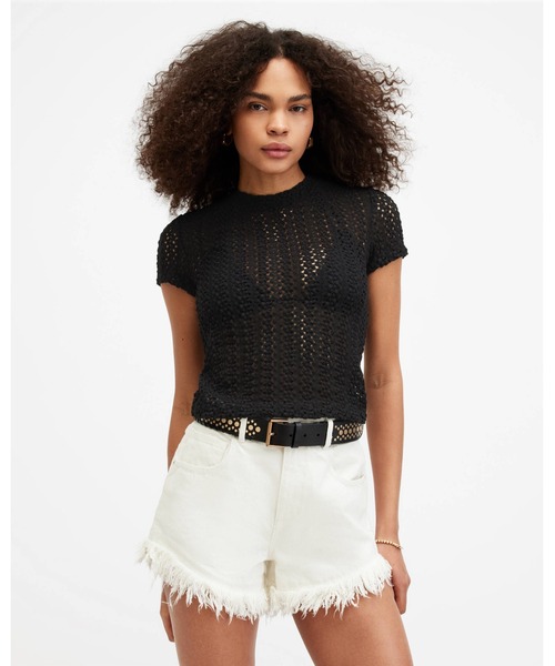 ALLSAINTS(オールセインツ)の「KARMA CROCHET STEVIE SLIM FIT T-SHIRT | KARMA クロシェ スティービー スリム フィット Tシャツ(Tシャツ/カットソー・レディース・ブラック・2/4/6/8/10/12)」の22枚目の写真