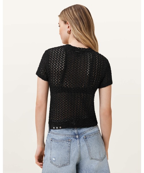 ALLSAINTS(オールセインツ)の「KARMA CROCHET STEVIE SLIM FIT T-SHIRT | KARMA クロシェ スティービー スリム フィット Tシャツ(Tシャツ/カットソー・レディース・ブラック・2/4/6/8/10/12)」の15枚目の写真
