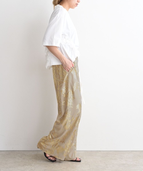 新品　今季　エイミーロウ　Eimee Law フリルトリミングパンツ　アイボリー フリルヘムリラックスパンツ Eimee Law│Eimee Law & LHELBIE