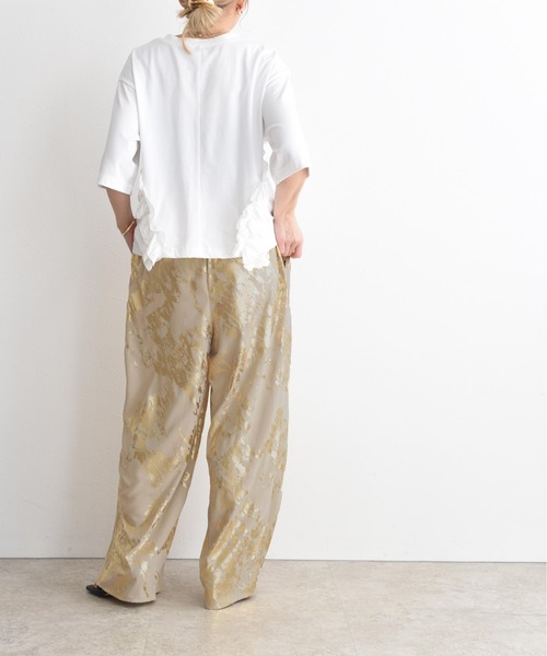 新品　今季　エイミーロウ　Eimee Law フリルトリミングパンツ　アイボリー 新品 今季 エイミーロウ Eimee Law フリルトリミングパンツ