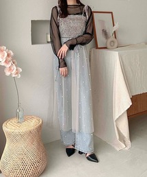 【apres jour clair】2wayジャガードチュールキャミワンピース【ZOZOTOWN限定アイテム】