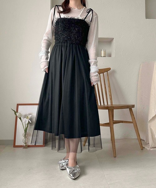 apres jour clair(アプレジュールクレア)の「【apres jour clair】2wayジャガードチュールキャミワンピース【ZOZOTOWN限定アイテム】(ワンピース・レディース・ブラック/アイボリー/グレー・X-LARGE/フリー)」の17枚目の写真