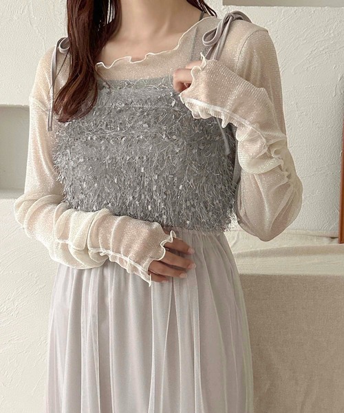 apres jour clair(アプレジュールクレア)の「【apres jour clair】2wayジャガードチュールキャミワンピース【ZOZOTOWN限定アイテム】(ワンピース・レディース・ブラック/アイボリー/グレー・X-LARGE/フリー)」の8枚目の写真