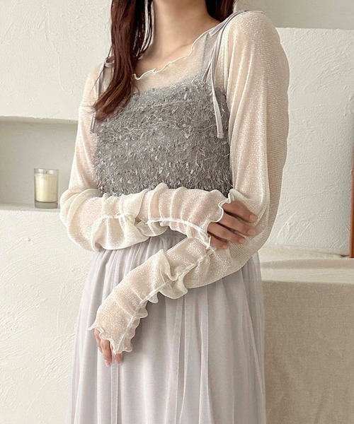 apres jour clair(アプレジュールクレア)の「【apres jour clair】2wayジャガードチュールキャミワンピース【ZOZOTOWN限定アイテム】(ワンピース・レディース・ブラック/アイボリー/グレー・X-LARGE/フリー)」の7枚目の写真