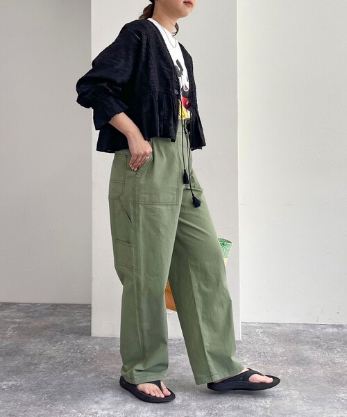 fredy emue（フレディエミュ）の「コットンジャガードボレロブラウス（シャツ/ブラウス・レディース・ブラック/オフホワイト/ブラウン・38）」の6枚目の写真