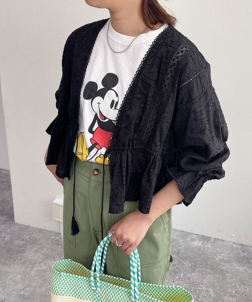 fredy emue（フレディエミュ）の「コットンジャガードボレロブラウス（シャツ/ブラウス・レディース・ブラック/オフホワイト/ブラウン・38）」の15枚目の写真