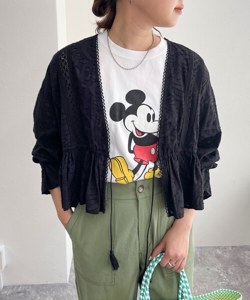 fredy emue（フレディエミュ）の「コットンジャガードボレロブラウス（シャツ/ブラウス・レディース・ブラック/オフホワイト/ブラウン・38）」の16枚目の写真