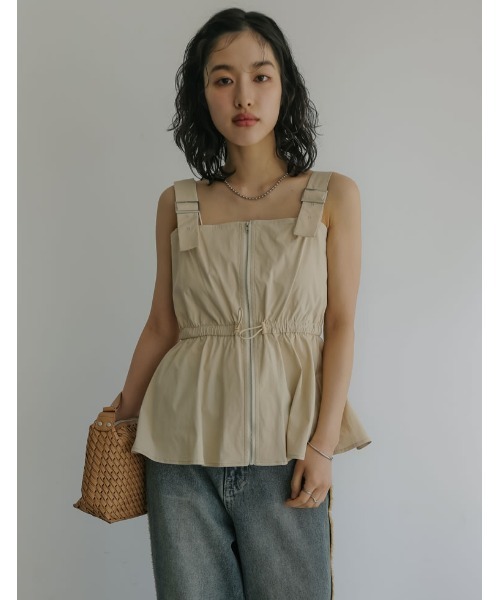 ベスト ジレ 「2024 SUMMER COLLECTION」「2点セット」「低身長サイズ有」ダブルジップペプラムベスト×チュールスカートワンピ レデ Re:EDIT ベスト ジレ 「2024 SUMMER COLLECTION」「2点セット